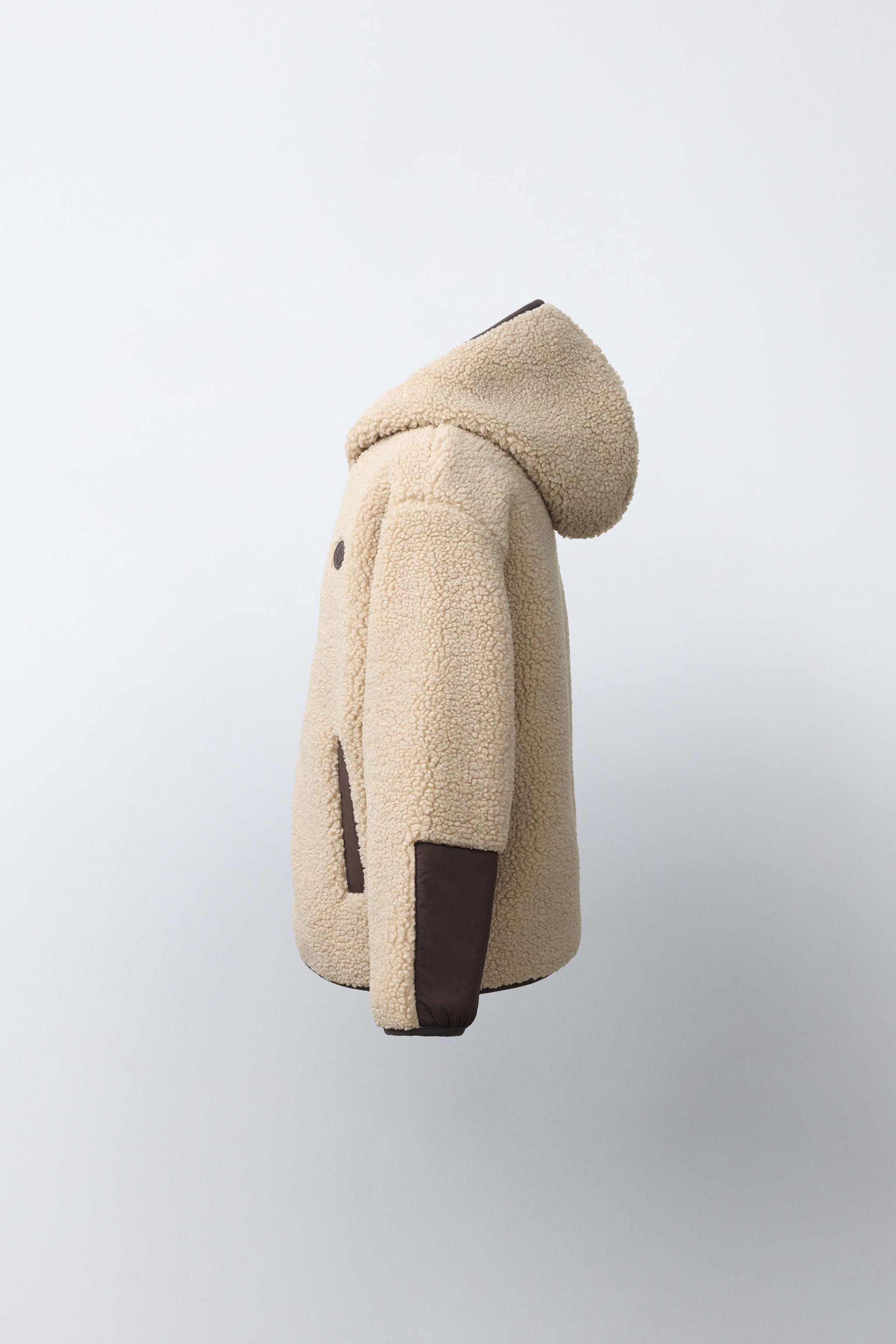 HOODED FAUX SHEARLING JACKET